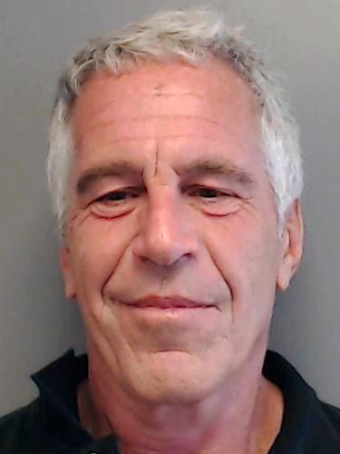 Jeffrey Epstein poses for a sex offender mugshot after being charged with procuring a minor for prostitution in Florida on July 25, 2013. (Florida Department of Law Enforcement via Getty Images)