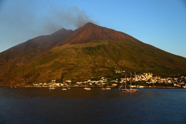 A picture shows the small village of Stromboli at the foot of the volcano at sunrise, on June 15, 2016. (Gabriel Bouys/AFP/Getty Images)