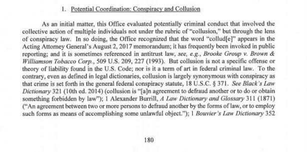 Part of page 180, Volume I of the special counsel's report. (Department of Justice)