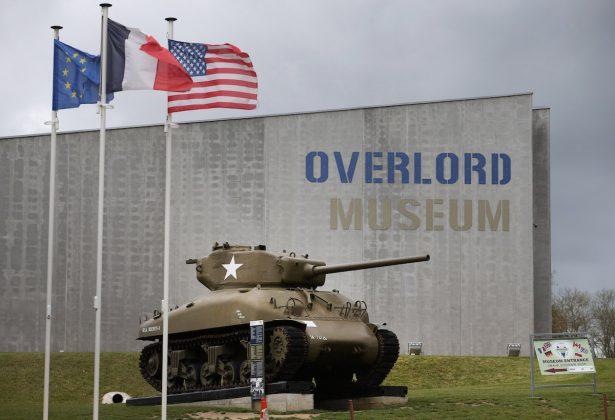 A U.S. Army Sherman Tank sits outside the Overlord Museum in Colleville sur Mer, France on May 7, 2014. (Peter Macdiarmid/Getty Images)