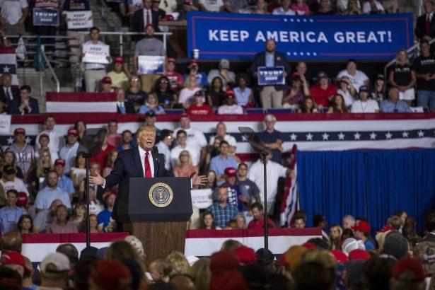 President Donald Trump speaks during a Keep America Great rally in Greenville, North Carolina. on July 17, 2019. (Photo by Zach Gibson/Getty Images)