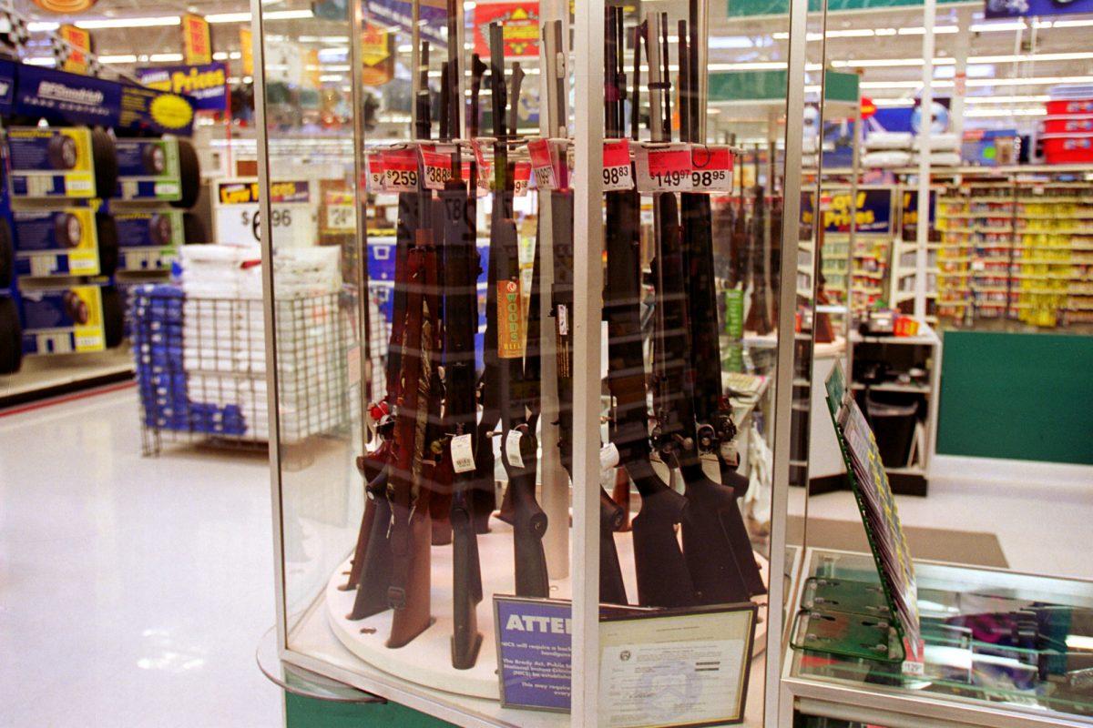 Guns for sale at a Wal-Mart, on July 19, 2000. (Newsmakers/GettyImages)