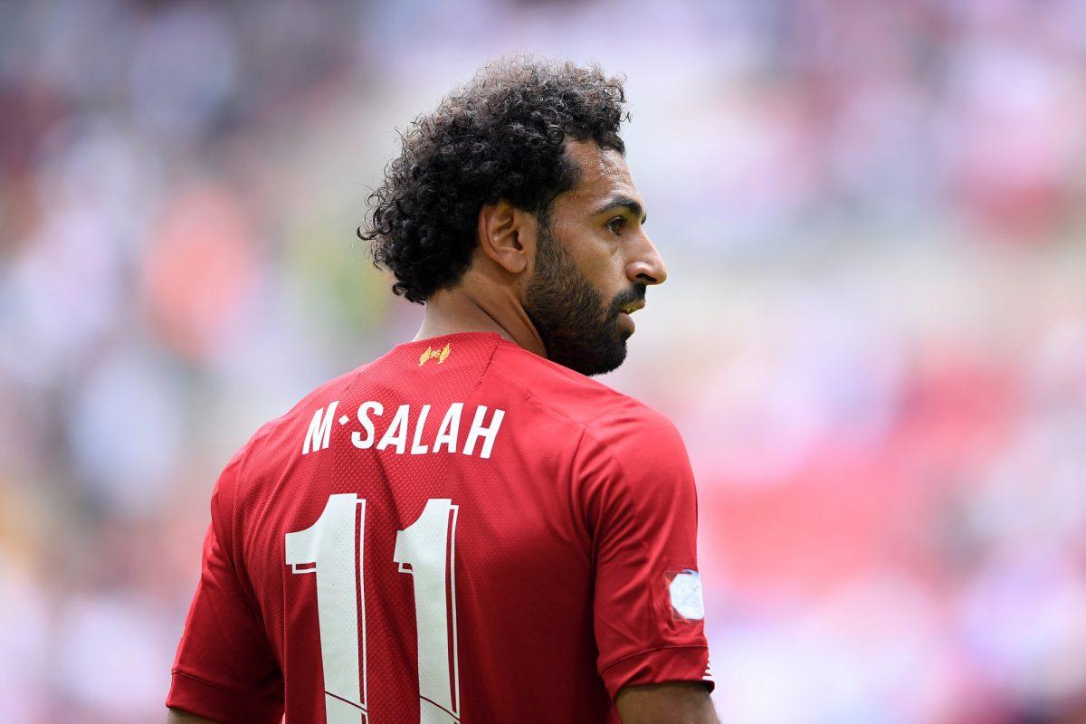 Mohamed Salah of Liverpool looks on during the FA Community Shield match between Liverpool and Manchester City at Wembley Stadium on Aug. 04, 2019 in London, England. (Laurence Griffiths/Getty Images)