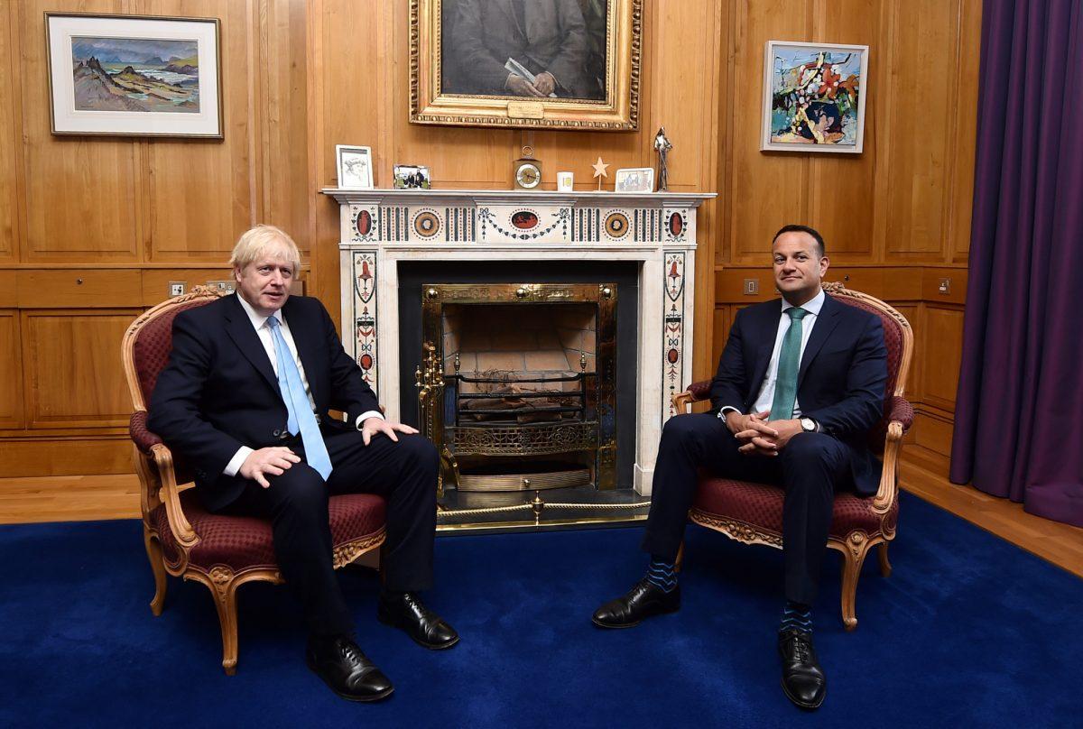 British Prime Minister Boris Johnson and Irish Taoiseach Leo Varadkar during their meeting at Government Buildings during his visit to Dublin on Sept. 9, 2019. (Charles McQuillan/Pool via Reuters)
