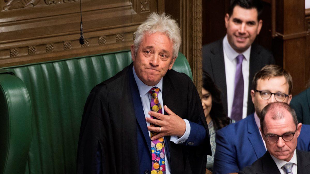 Speaker John Bercow reacts as he delivers a statement in the House of Commons in London on Sept. 9, 2019. (©UK Parliament/Jessica Taylor/Handout via Reuters)