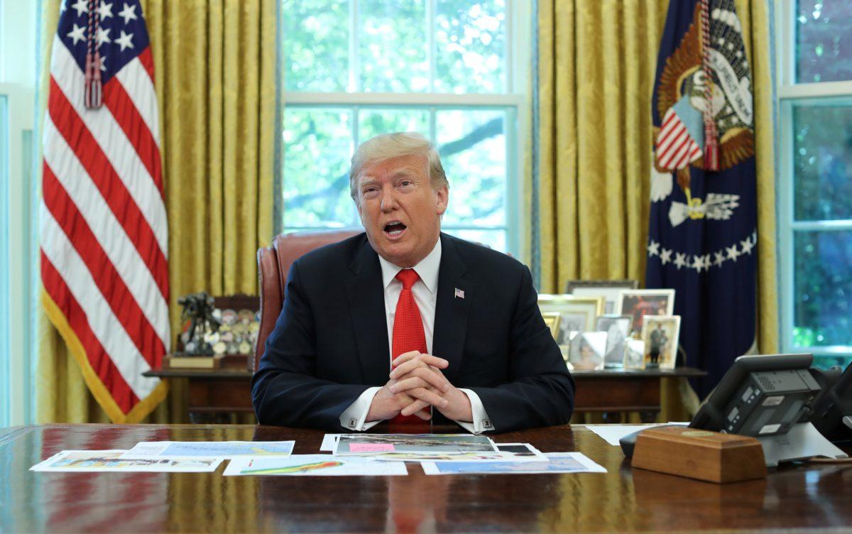 President Donald Trump talks to reporters in the Oval Office of the White House on Sept. 4, 2019. (Jonathan Ernst/Reuters)