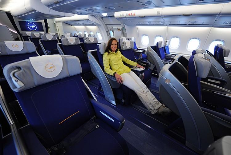 Dont we wish all airplane seats were this comfortable? A young woman poses in a business class seat of the new airplane Airbus A380 of the German airline Lufthansa after the test landing at the Franz-Josef-Strauss airport in Munich on June 2, 2010. (Christof Stache/AFP/Getty Images)