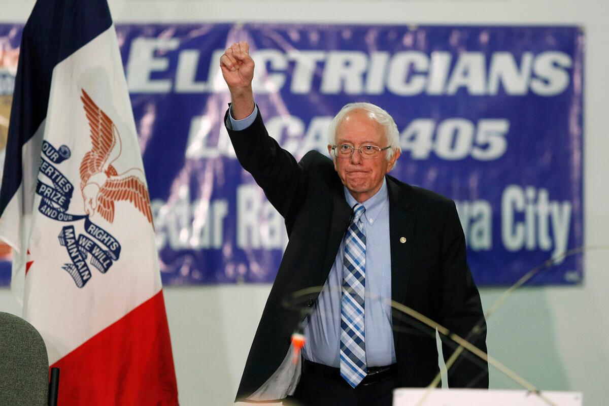 Democratic presidential candidate Sen. Bernie Sanders (I-Vt.), speaks at Hawkeye Downs Expo Center in Cedar Rapids, Iowa, on Nov. 2, 2019. (Charlie Neibergall/AP Photo)