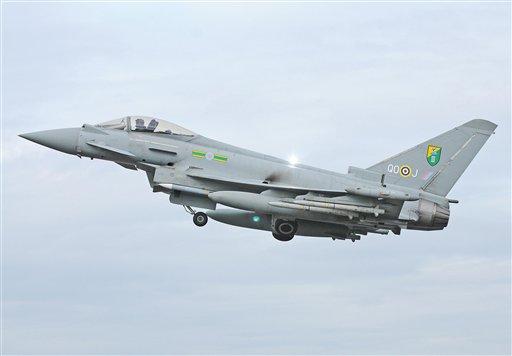 Undated photo issued by the British Ministry of Defence shows an RAF Typhoon Aircraft  (AP Photo/ MOD via PA)