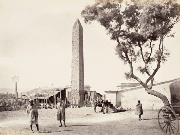 “Cleopatra’s Needle” in Alexandria, Egypt, ca. 1870, albumen silver print from glass negative. Attributed to Francis Frith (British). (The Metropolitan Museum of Art)