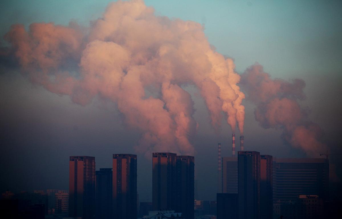 A thermal power plant is shown discharging heavy smog into the air in Changchun, northeast China's Jilin province. (STR/AFP/Getty Images)