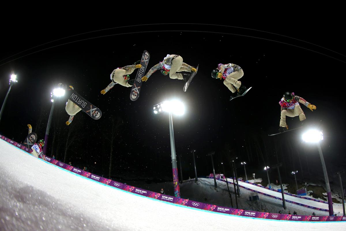 Shaun White practices before the Snowboard Men's Halfpipe Finals at Sochi (Editors Note: Multiple exposures were combined in camera to produce this image.) (Mike Ehrmann/Getty Images)