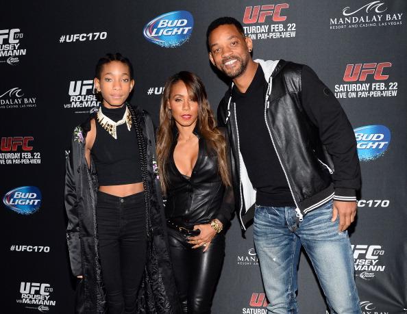 Singer/actress Willow Smith, actress/producer Jada Pinkett Smith and actor Will Smith (Photo by Ethan Miller/Getty Images)