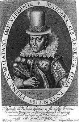 A 1616 engraving of Pocahontas by Simon de Passe, the only known engraving of her done from life. (Public Domain via WikiCommons)