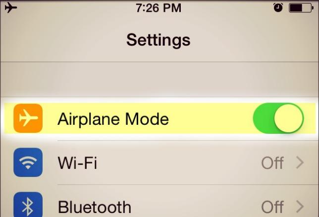 Airplane mode on iPhone
