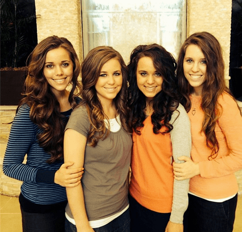 Jinger Duggar, second from right, with sisters (L-R) Jessa, Jana, and Jill. (Duggar Family)