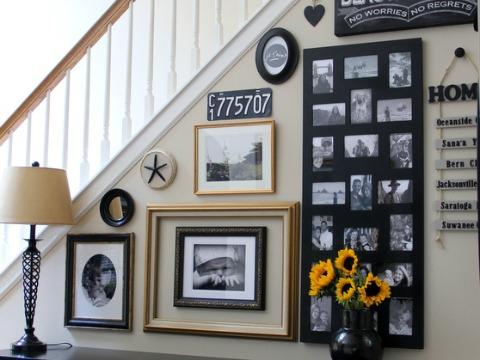 Framed and Decorated Foyer Walls (Hometalker Kate @<a href="http://www.eatingintheshowerblog.com/" target="_blank">Eating in the Shower</a>)