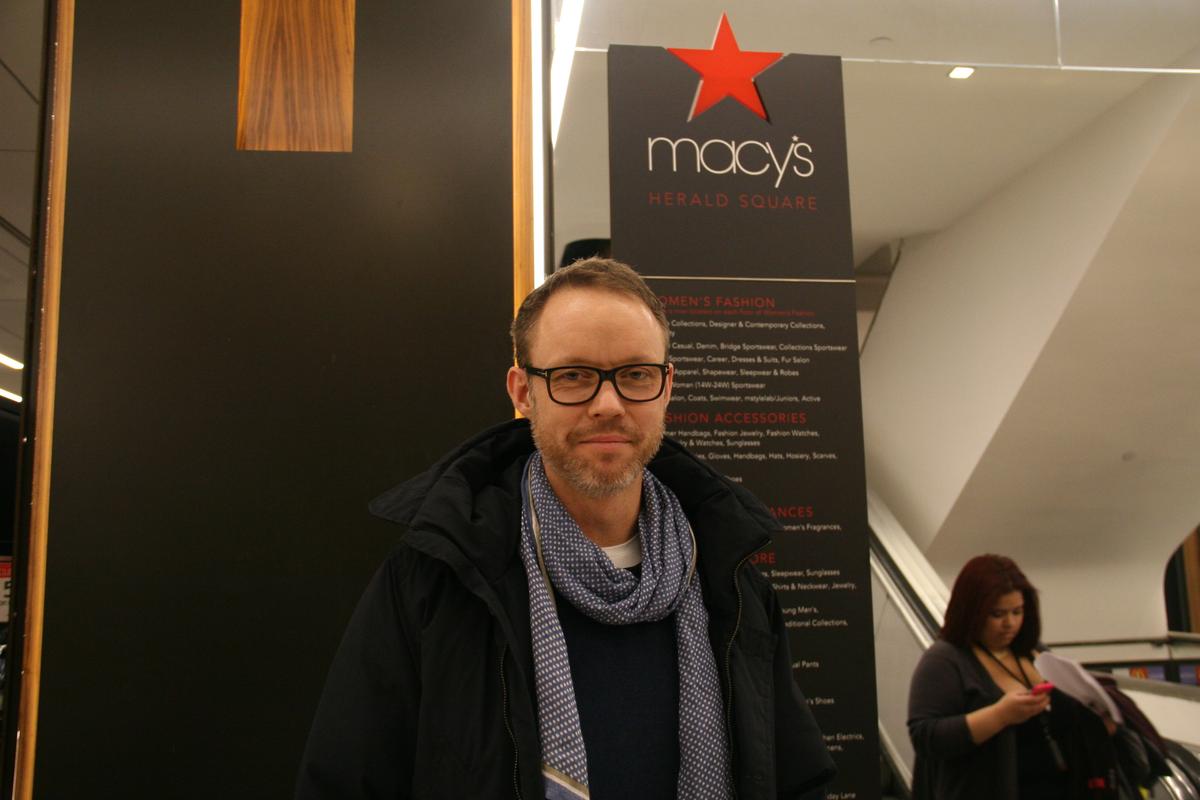 Perjorham Perssom from Sweden came to shop at Macy's Herald Square in Manhattan for Black Friday, Nov. 28, 2014. (Shannon Liao/Epoch Times)