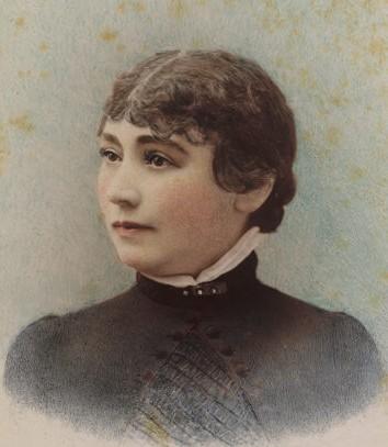 Hand-tinted ambrotype of Sarah Winchester taken in 1865 by the Taber Photographic Company of San Francisco, 1865. (<a href="http://commons.wikimedia.org/wiki/File:SWinchester.jpg" target="_blank">Wikimedia Commons</a>)