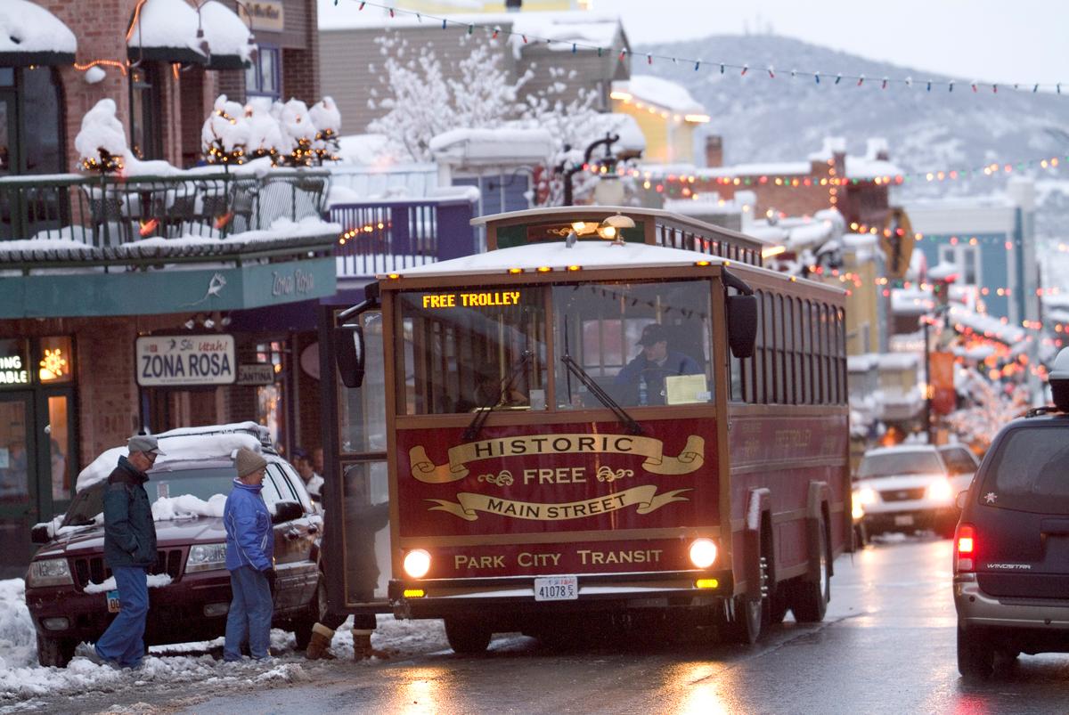 The free trolley running through Main Street in Park City. (Park City Chamber of Commerce and Visitors Bureau and Mark Maziarz)