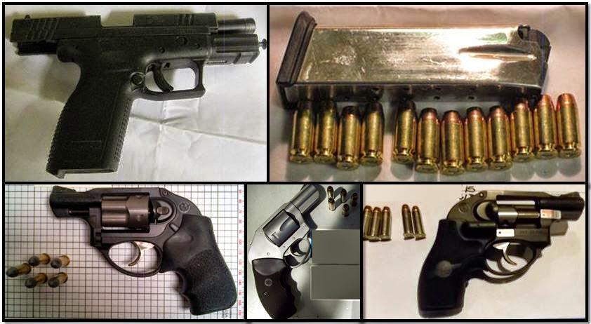 A sampling of the firearms discovered in carry-on bags at U.S. airports by the TSA in February, 2015. (Courtesy of TSA)