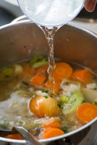 You can use this broth for soups, stews, or drink it straight. (<a href="http://www.shutterstock.com/pic-150168155/stock-photo-infuse-steamed-vegetables-with-water.html?src=v70AbpJb2NJ6n0nqio9slA-1-12&ws=1" target="_blank">Shutterstock</a>)