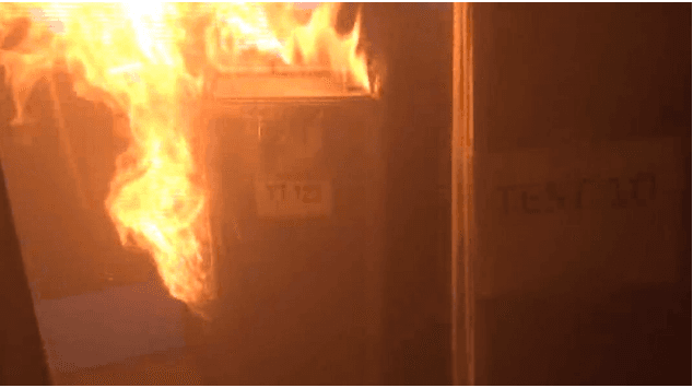 Flames emitted from e-tablets within a closed galley cart. (Tom Maloney, POC)