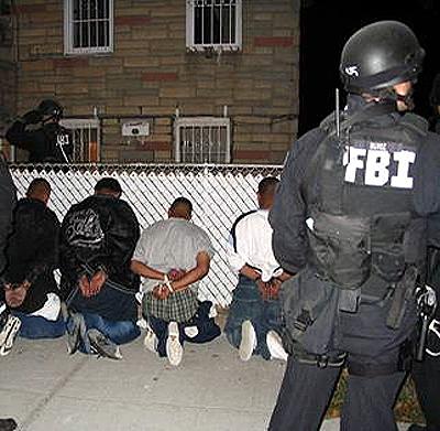 NY FBI SWAT with MS-13 suspects in custody. (Courtesy of FBI)