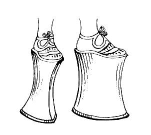 Line art drawing of a chopine, 16th-century Venetian platform shoe for women. (Wikimedia Commons)