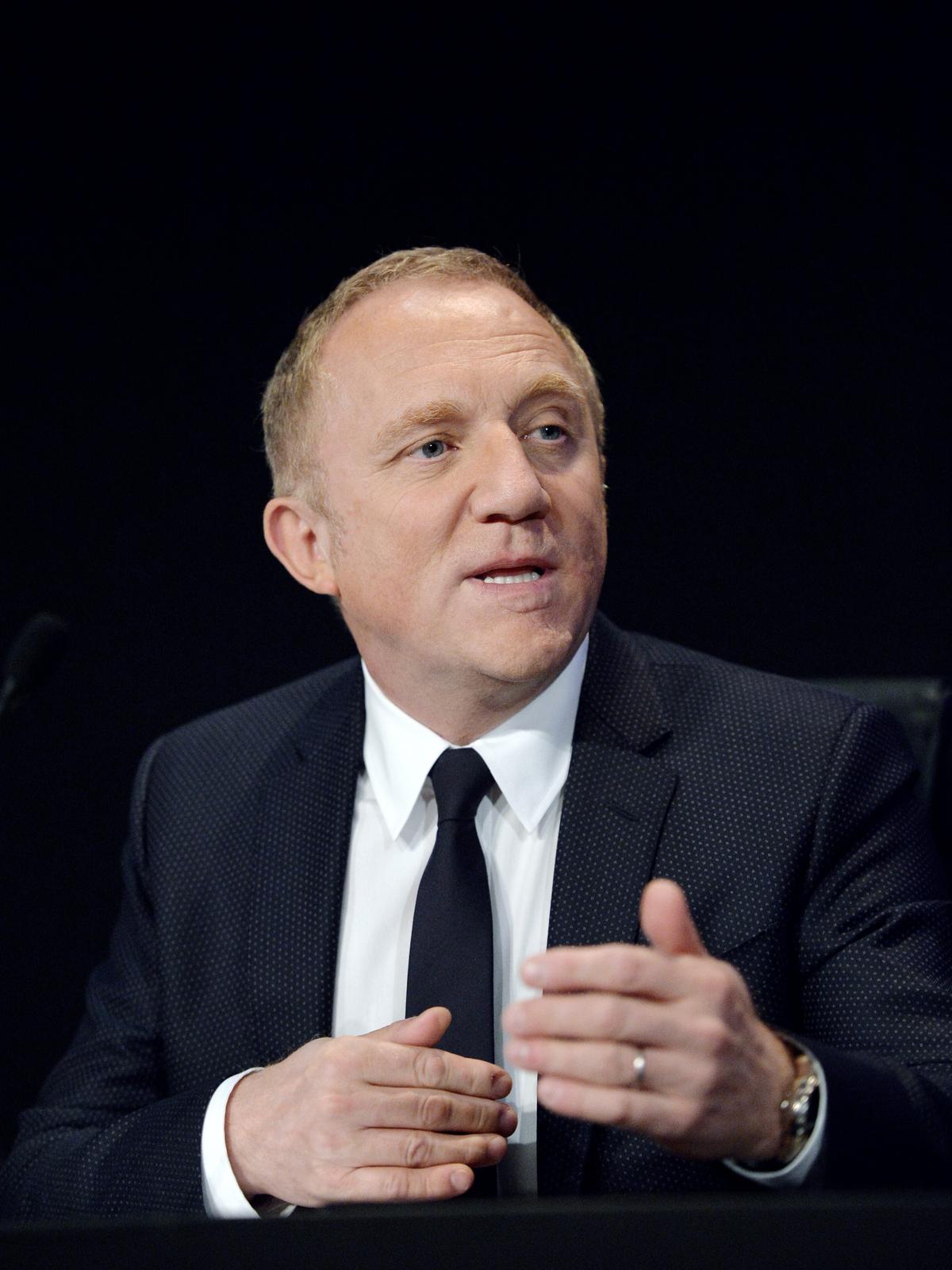 French luxury group Kering CEO Francois-Henri Pinault gestures as he speaks before the group's general meeting on April 23, 2015 in Paris. Share prices of French luxury and sports clothing group Kering fell sharply in Paris on April 22 on news of disappointing first quarter performance by its Gucci unit, which accounts for 60 percent of group profit. (MIGUEL MEDINA/AFP/Getty Images)