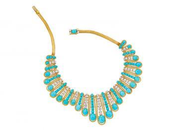 <a href="https://www.theepochtimes.com/assets/uploads/2015/07/necklace-doyles_medium.jpg"><img src="https://www.theepochtimes.com/assets/uploads/2015/07/necklace-doyles_medium.jpg" alt="JEWELRY: A gold, diamond, and turquoise fringe necklace, estimated at $12,000-$18,000, will be offered at Doyle New York on April 13 in the Important Estate Jewelry sale. (Courtesy of Doyle New York)" title="JEWELRY: A gold, diamond, and turquoise fringe necklace, estimated at $12,000-$18,000, will be offered at Doyle New York on April 13 in the Important Estate Jewelry sale. (Courtesy of Doyle New York)" width="320" class="size-medium wp-image-121664"/></a>