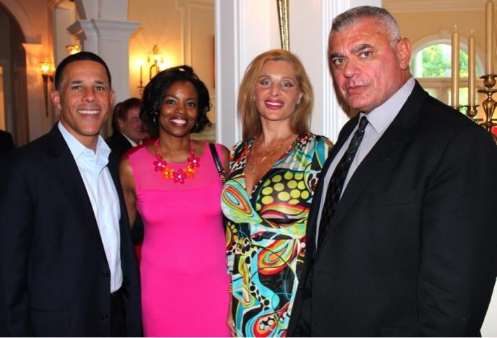 (L-R) Former Maryland Lt Gov Anthony Brown, his wife, Karmen Brown, Epoch Times' Alessandra Gelmi and Tony Rozakis at Potomac, Maryland, on July 25. (Travis Holler)