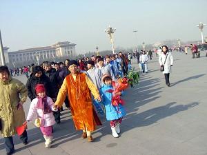 The group of nuns left the Tiananmen Square peacefully. (The Epoch Times)