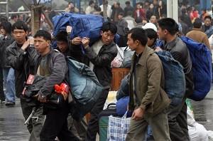 Labor workers preparing to return home for the New Year in Shanghai. (Getty Images)