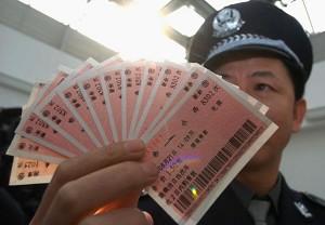 Counterfeit train tickets in Chongqing City, Sichuan Province. (China Photos/Getty Images)