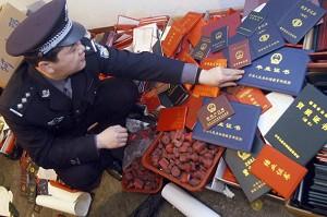 All kinds of counterfeit credentials and certificates in Chengdu City, Sichuan Province. (China Photos/Getty Images)