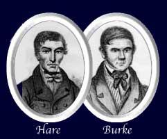 Portraits of serial killers William Hare and William Burke, ca. 1850. (<a href="https://commons.wikimedia.org/wiki/File:Hare_and_Burke_drawing.jpg" target="_blank">Public Domain</a>)