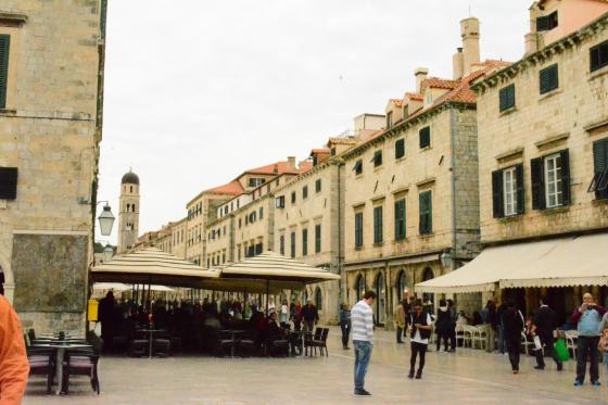 Stradun, the main street of Dubrovnik is lined with shops, cafes, bars and restaurants. (Li Yen/Epoch Times)