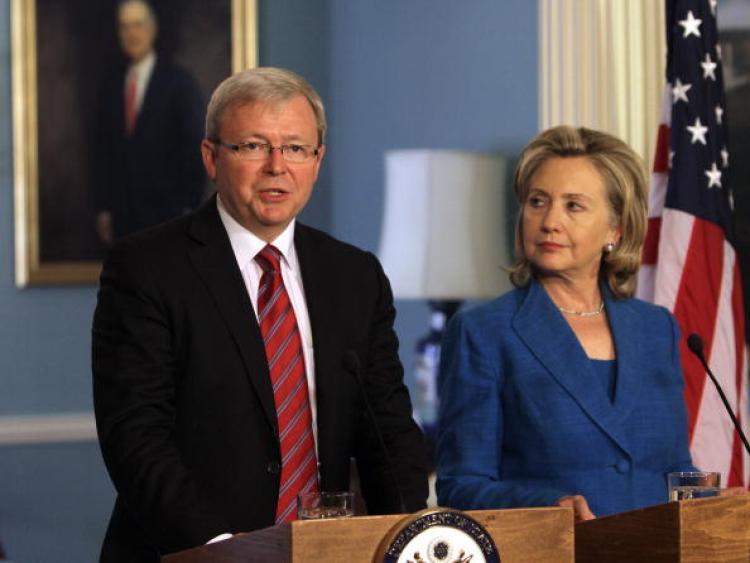 <a><img src="https://www.theepochtimes.com/assets/uploads/2015/09/104212167.jpg" alt="US Secretary of State Hillary Clinton and Australian Foreign Minister Kevin Rudd hold a news briefing after meeting at the State Department in Washington on Sept. 17, 2010.  (Chris Kleponis/AFP/Getty Images)" title="US Secretary of State Hillary Clinton and Australian Foreign Minister Kevin Rudd hold a news briefing after meeting at the State Department in Washington on Sept. 17, 2010.  (Chris Kleponis/AFP/Getty Images)" width="320" class="size-medium wp-image-1814528"/></a>