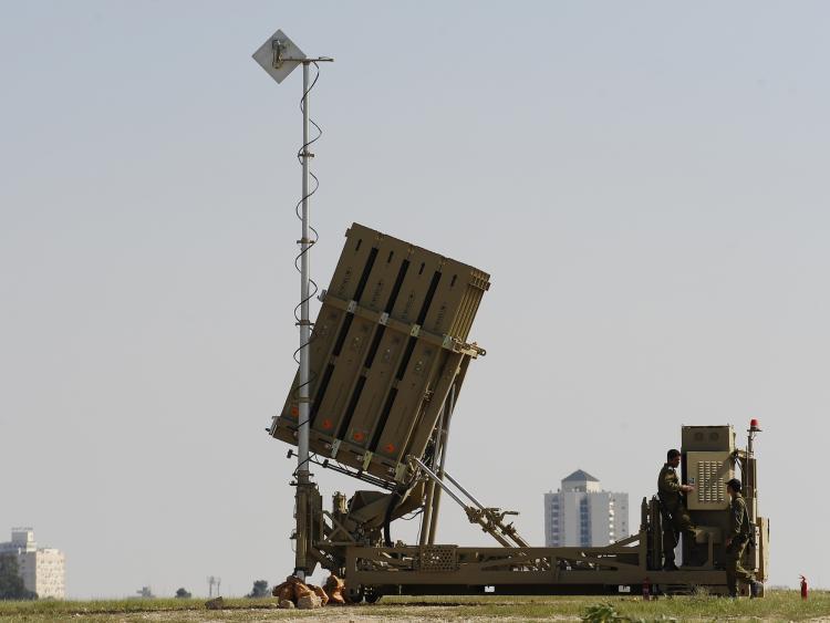 <a><img src="https://www.theepochtimes.com/assets/uploads/2015/09/110932600.jpg" alt="Israeli soldiers stand next to a launcher, part of the first 'Iron Dome' missile defence system deployed in Israel, near the southern city of Beer Sheva on march 27, 2011.  (David Buimovitch/Getty Images)" title="Israeli soldiers stand next to a launcher, part of the first 'Iron Dome' missile defence system deployed in Israel, near the southern city of Beer Sheva on march 27, 2011.  (David Buimovitch/Getty Images)" width="320" class="size-medium wp-image-1805895"/></a>