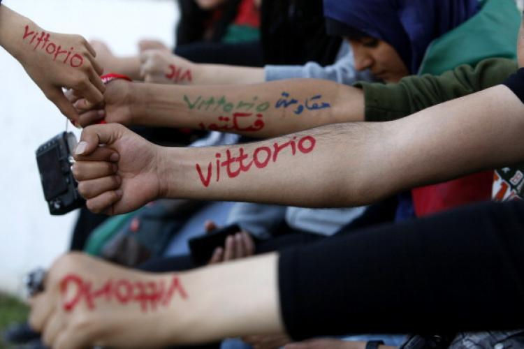 <a><img src="https://www.theepochtimes.com/assets/uploads/2015/09/112233472.jpg" alt="Palestinians show their arms bearing the name of Italian activist Vittorio Arrigoni, who was killed by a Salafist group of radical Islamists, during a protest to condemn his killing in Gaza City on April 15, 2011. (Mohammed Abed/AFP/Getty Images)" title="Palestinians show their arms bearing the name of Italian activist Vittorio Arrigoni, who was killed by a Salafist group of radical Islamists, during a protest to condemn his killing in Gaza City on April 15, 2011. (Mohammed Abed/AFP/Getty Images)" width="320" class="size-medium wp-image-1805484"/></a>