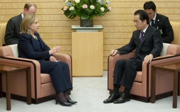 <a><img src="https://www.theepochtimes.com/assets/uploads/2015/09/112279577.jpg" alt="Japanese Prime Minister Naoto Kan sits alongside US Secretary of State Hillary Clinton during meetings at the Kantei in Tokyo, April 17, 2011.  (Saul Loeb/AFP/Getty Images)" title="Japanese Prime Minister Naoto Kan sits alongside US Secretary of State Hillary Clinton during meetings at the Kantei in Tokyo, April 17, 2011.  (Saul Loeb/AFP/Getty Images)" width="320" class="size-medium wp-image-1805424"/></a>