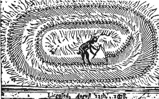 Woodcut of the "Mowing Devil" that accompanied the 1678 news report. (Public Domain)