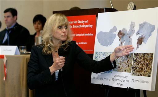 Ann McKee, chief of neuropathology at the VA Boston Healthcare System, told PBS: "People think that we're blowing this out of proportion, that this is a very rare disease and that we're sensationalizing it. My response is that, where I sit, this is a very real disease." (AP Photo/Chris O'Meara, File)