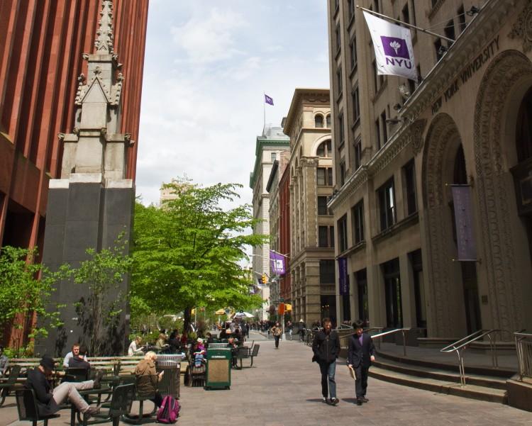<a><img class="size-large wp-image-1784357" title="The NYU Student Services building on Mercer Steet." src="https://www.theepochtimes.com/assets/uploads/2015/09/20120424_NYU+_Chasteen_IMG_8235.jpg" alt="A view of the NYU campus on the southeast side of Washington Square Park at the Henry Kaufman Management Center building in Manhattan this past April. (Benjamin Chasteen/The Epoch Times)" width="590" height="473"/></a>