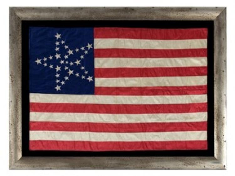 <a><img src="https://www.theepochtimes.com/assets/uploads/2015/09/35starflag.jpg" alt="FLAG MASTERPIECE: At $55,000, this 35-star (1863-65) Civil War period flag would be the defining piece for an advanced collector. (Courtesy of Jeff Bridgman American Antiques)" title="FLAG MASTERPIECE: At $55,000, this 35-star (1863-65) Civil War period flag would be the defining piece for an advanced collector. (Courtesy of Jeff Bridgman American Antiques)" width="320" class="size-medium wp-image-1814152"/></a>