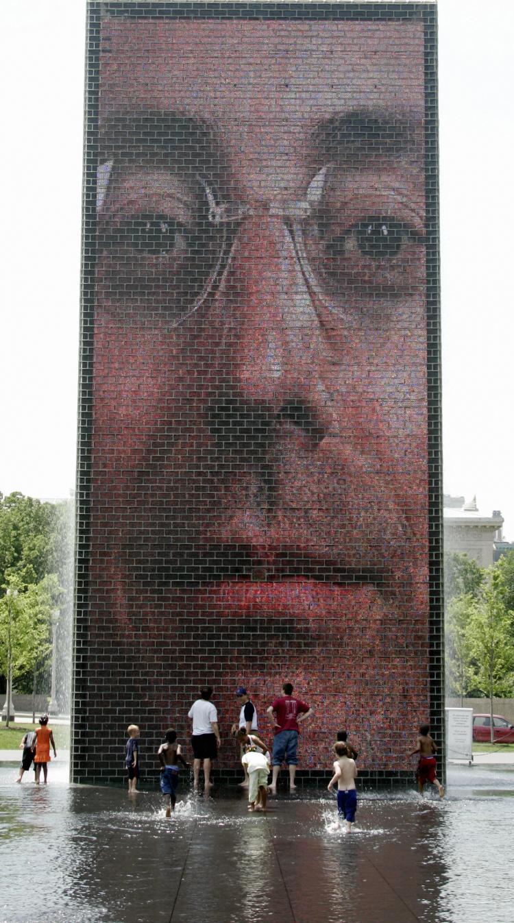 <a><img src="https://www.theepochtimes.com/assets/uploads/2015/09/53033353.jpg" alt="CROWN FOUNTAIN: The Spanish artist Plensa designed Crown Fountain at Millennium Park in Chicago, Ill. It consists of a shallow reflecting pool between two 50-foot glass towers facing each other and projecting images of Chicago citizens. (Jeff Haynes/Getty Images)" title="CROWN FOUNTAIN: The Spanish artist Plensa designed Crown Fountain at Millennium Park in Chicago, Ill. It consists of a shallow reflecting pool between two 50-foot glass towers facing each other and projecting images of Chicago citizens. (Jeff Haynes/Getty Images)" width="300" class="size-medium wp-image-1803962"/></a>