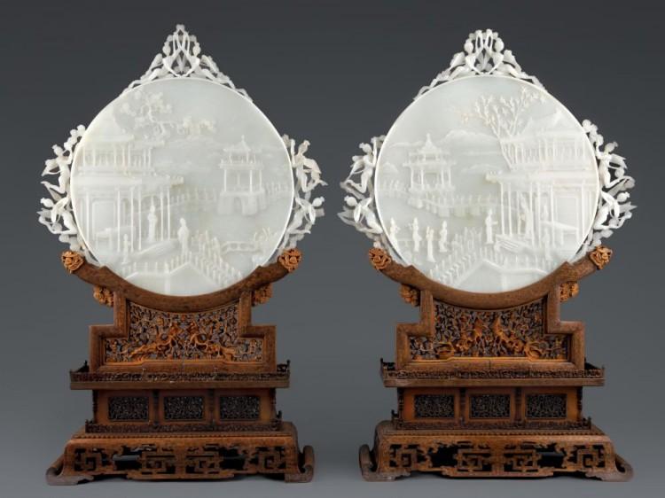 <a><img src="https://www.theepochtimes.com/assets/uploads/2015/09/DoyleAucation_white-jade-screens.jpg" alt="MOON PALACE: This pair of Chinese white jade screens from the Qing Dynasty are an embodiment of the sophisticated ancient Chinese spiritual arts and culture. Estimate: $150,000 to $250,000. (Courtesy of Doyle New York)" title="MOON PALACE: This pair of Chinese white jade screens from the Qing Dynasty are an embodiment of the sophisticated ancient Chinese spiritual arts and culture. Estimate: $150,000 to $250,000. (Courtesy of Doyle New York)" width="320" class="size-medium wp-image-1799074"/></a>