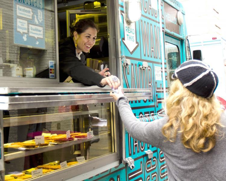 <a><img src="https://www.theepochtimes.com/assets/uploads/2015/09/Foodfood7815.jpg" alt="MACAROON HAND-OFF: Samira, co-owner of Sweetery, gives a coconut macaroon to Carly Caryn on Monday at the Food Truck Rally in West Chelsea on 21st and 22nd Streets between Tenth and Eleventh Avenues. (Phoebe Zheng/The Epoch Times )" title="MACAROON HAND-OFF: Samira, co-owner of Sweetery, gives a coconut macaroon to Carly Caryn on Monday at the Food Truck Rally in West Chelsea on 21st and 22nd Streets between Tenth and Eleventh Avenues. (Phoebe Zheng/The Epoch Times )" width="320" class="size-medium wp-image-1803718"/></a>