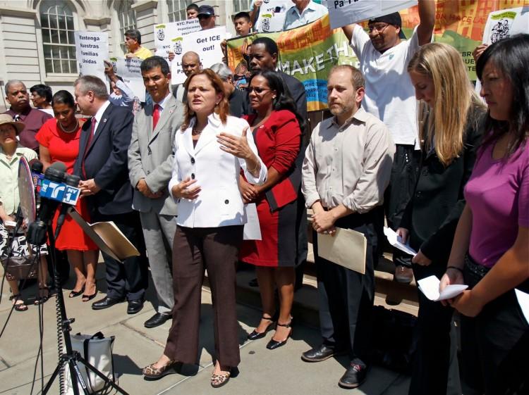 <a><img src="https://www.theepochtimes.com/assets/uploads/2015/09/ICE.jpg" alt="DEALING WITH DEPORTATIONS: Councilwoman Melissa Mark-Viverito announces Wednesday a bill that would protect immigrants held at the Rikers Island correctional facilities from what she calls unjust deportations. The bill would limit the cooperation between the city's Department of Correction and the federal government's Immigration Customs Enforcement.  (Ivan Pentchoukov/The Epoch Times)" title="DEALING WITH DEPORTATIONS: Councilwoman Melissa Mark-Viverito announces Wednesday a bill that would protect immigrants held at the Rikers Island correctional facilities from what she calls unjust deportations. The bill would limit the cooperation between the city's Department of Correction and the federal government's Immigration Customs Enforcement.  (Ivan Pentchoukov/The Epoch Times)" width="575" class="size-medium wp-image-1799188"/></a>